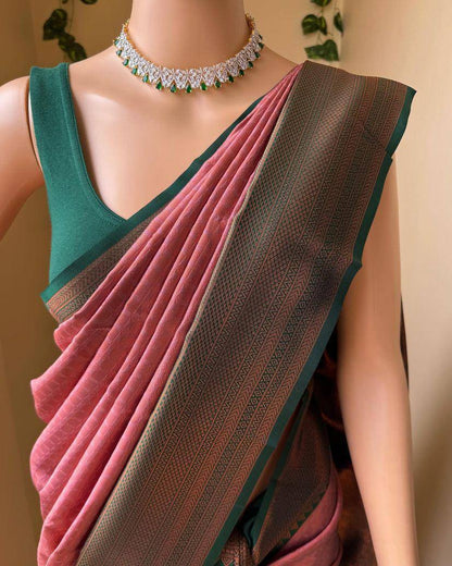 Onion Color Organic Banarasi Sarees For Intimate And Big Fat Indian Weddings, That Are Light On Your Skin And Uplift Your Wedding Shenanigans