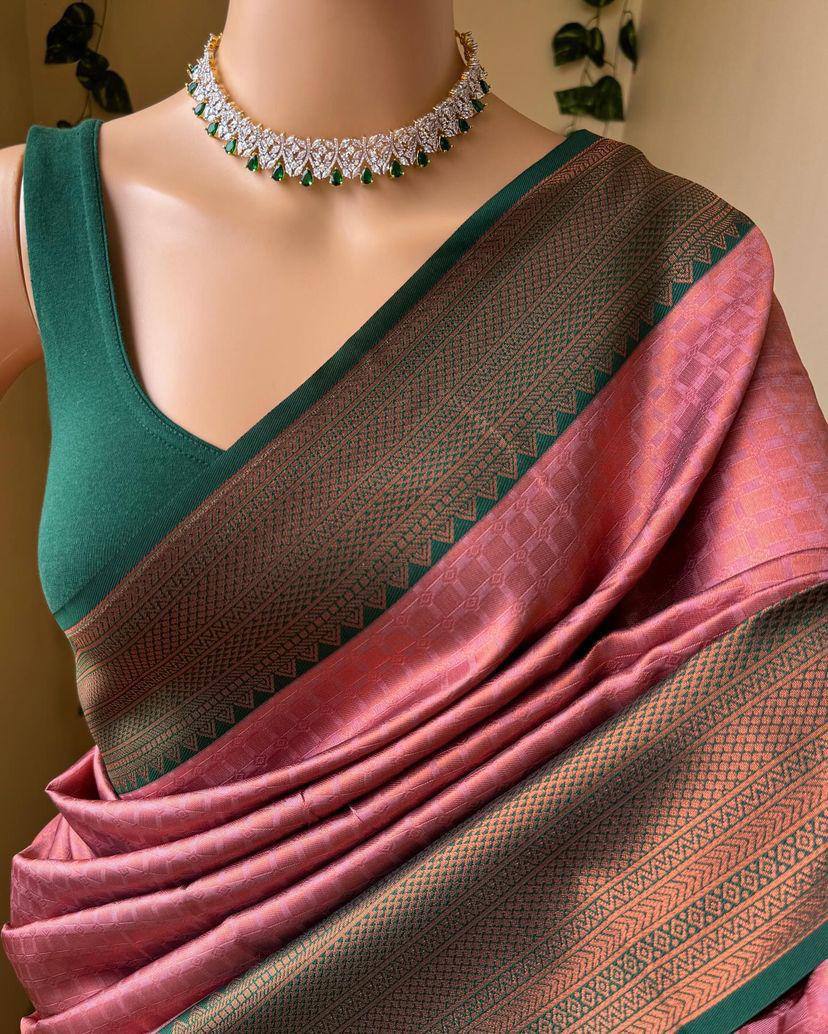 Onion Color Organic Banarasi Sarees For Intimate And Big Fat Indian Weddings, That Are Light On Your Skin And Uplift Your Wedding Shenanigans