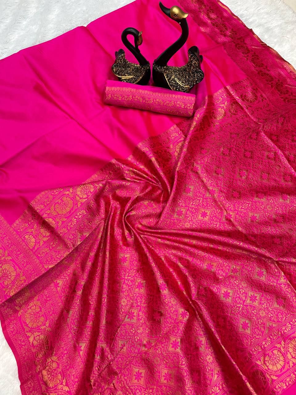 Pink Color Soft Silk Banarasi Saree, South Indian Wedding Saree