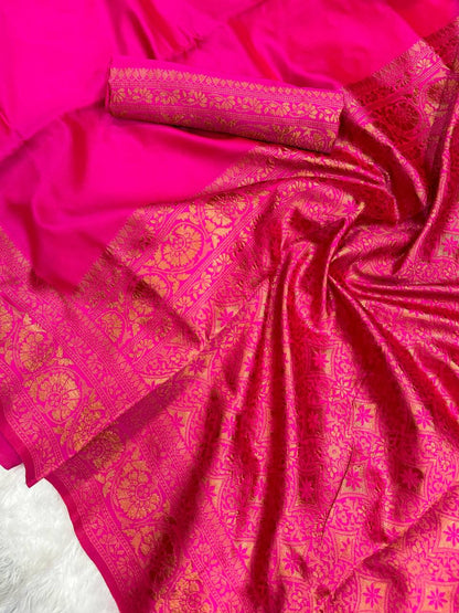 Pink Color Soft Silk Banarasi Saree, South Indian Wedding Saree