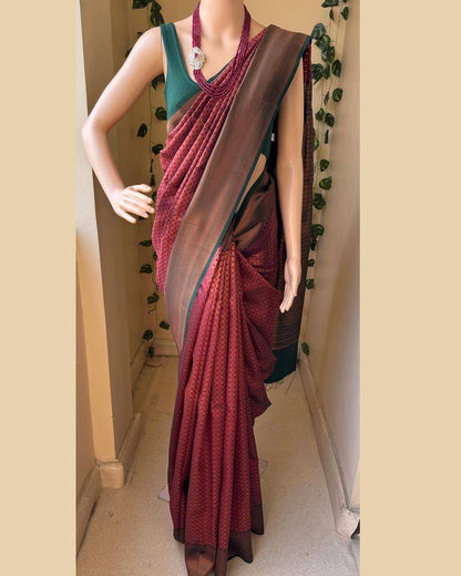 Maroon Color Organic Banarasi Sarees With Jacquard Weaving