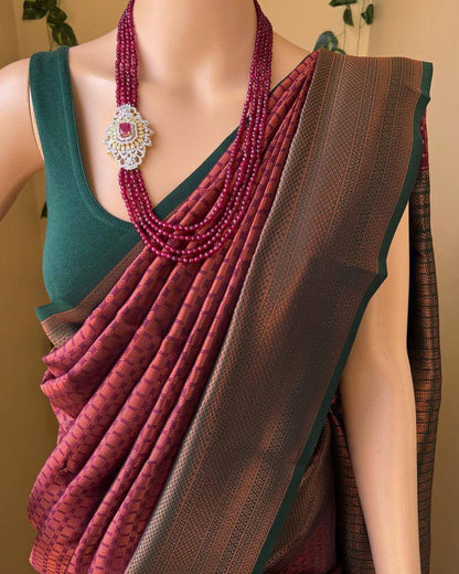 Maroon Color Organic Banarasi Sarees With Jacquard Weaving