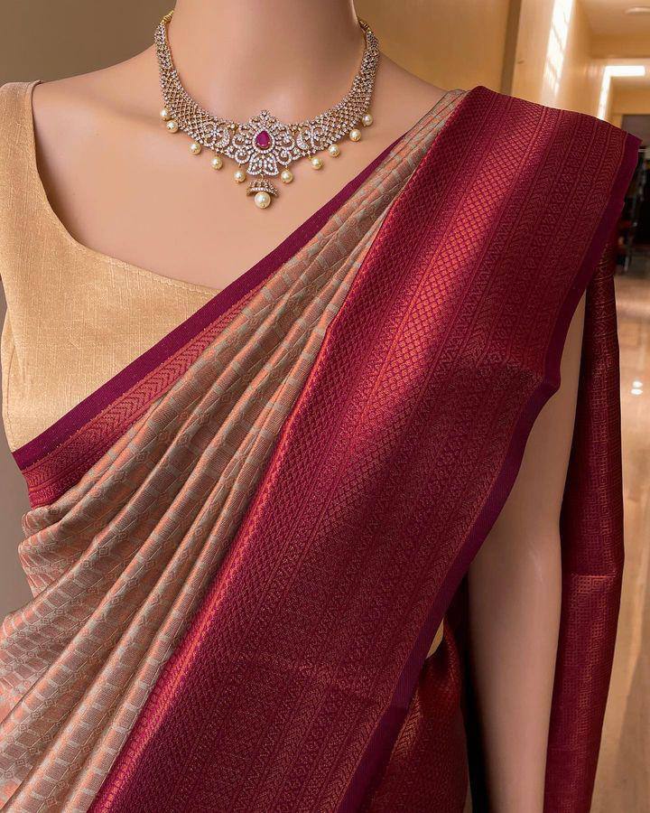 Multi Color Soft Lichi Silk Saree With Jecquard Weaving