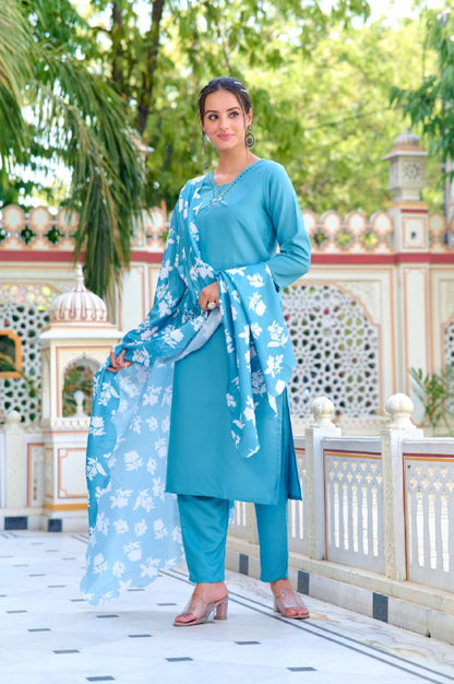 Sky Blue kurti set for Women Dresses, Punjabi dresse, Muslim Islamic Dress