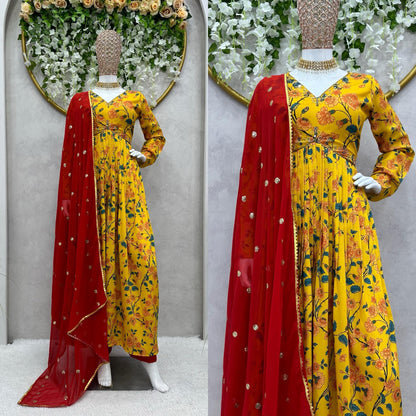 Yellow beautiful Designer Suit On Muslin Cotton febric, Muslim Dress, Pakistani Dress, Indian Women Dress