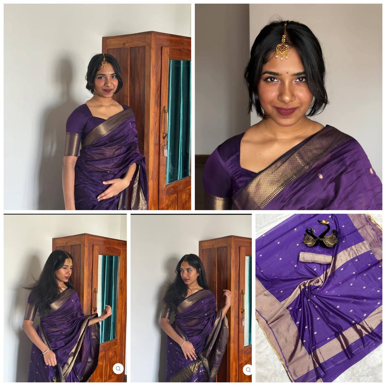 Purple Linen Sleb Saree, Indian Wedding Saree, Party Wear Saree