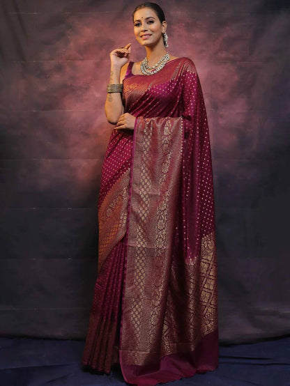 Black Color Soft Banarasi Silk Saree With jacquard Weaving