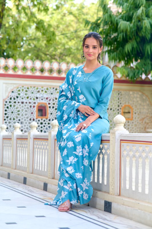 Sky Blue kurti set for Women Dresses, Punjabi dresse, Muslim Islamic Dress