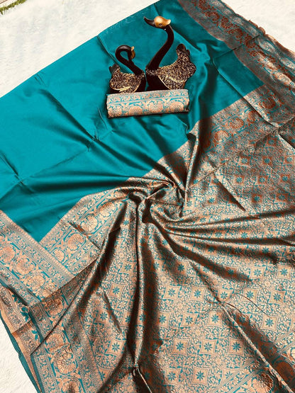 Green Soft Lichi Silk Saree, South Indian Wedding Saree