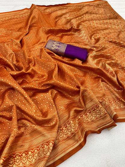 Orange Color South Indian Saree