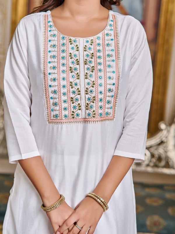 White kurti set for Women Dresses, Punjabi dresse, Muslim Islamic Dress