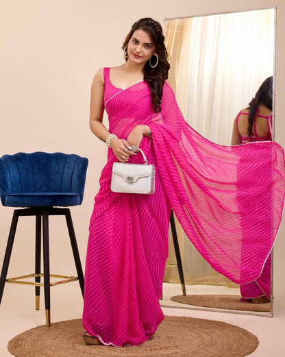 Pink Color Soft Georgette Saree With Digital Print And Ready To Wear Saree