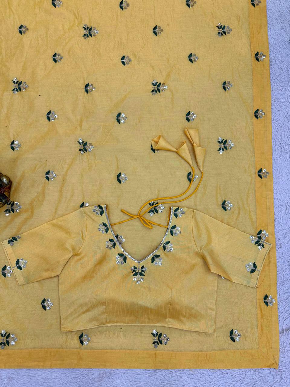 Yellow Color Chanderi Silk Saree